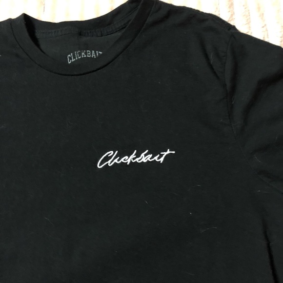 Black T-shirt with 'Clickbait' Embroidered in White - Picture 2 of 2